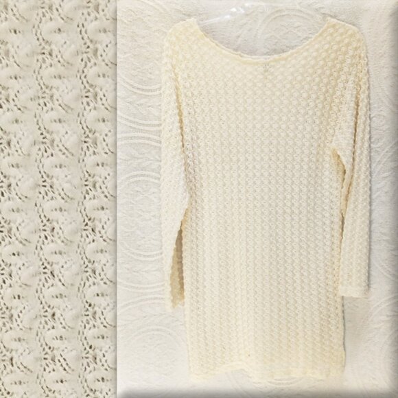 Vintage Express Tricot Textured Crochet Tunic Dress 38" Bust (T-383) - Picture 1 of 8